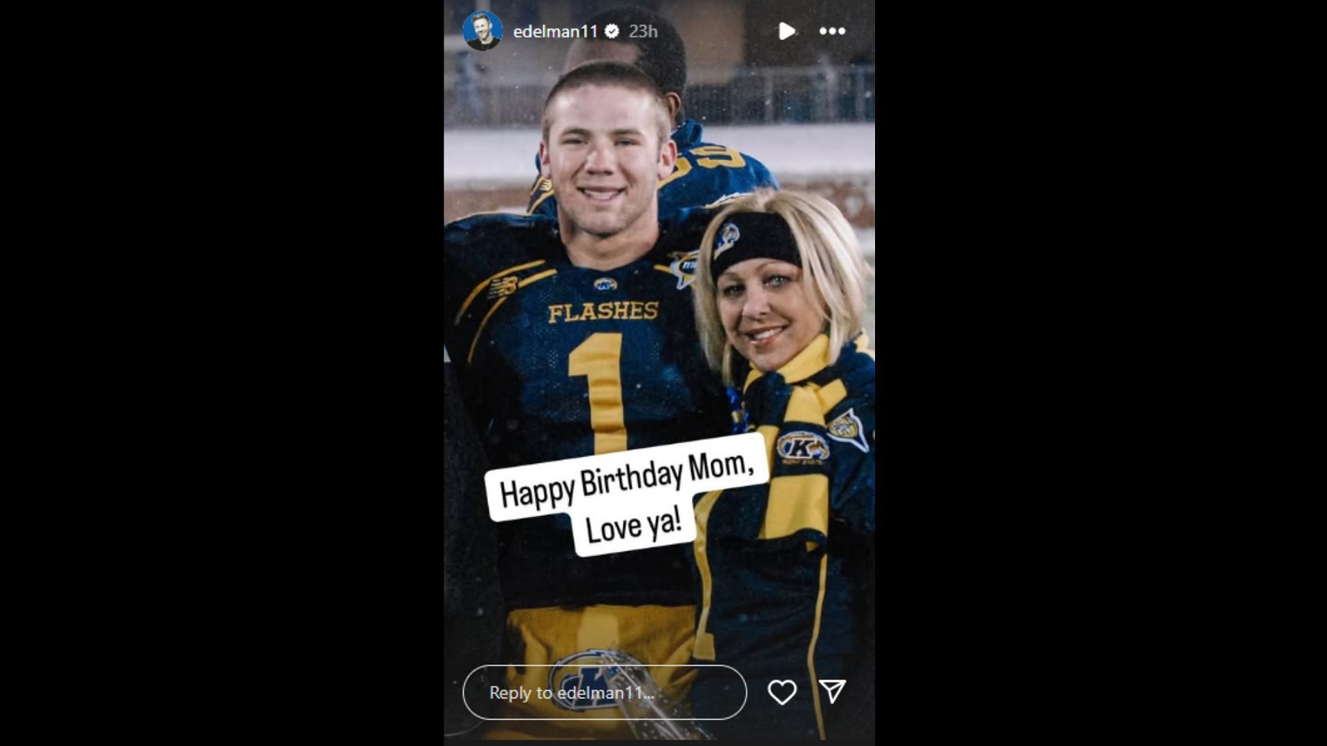 Edelman shared a sweet birthday photo for his Mom's birthday. (Photo via Julian Edelman's Instagram Story)